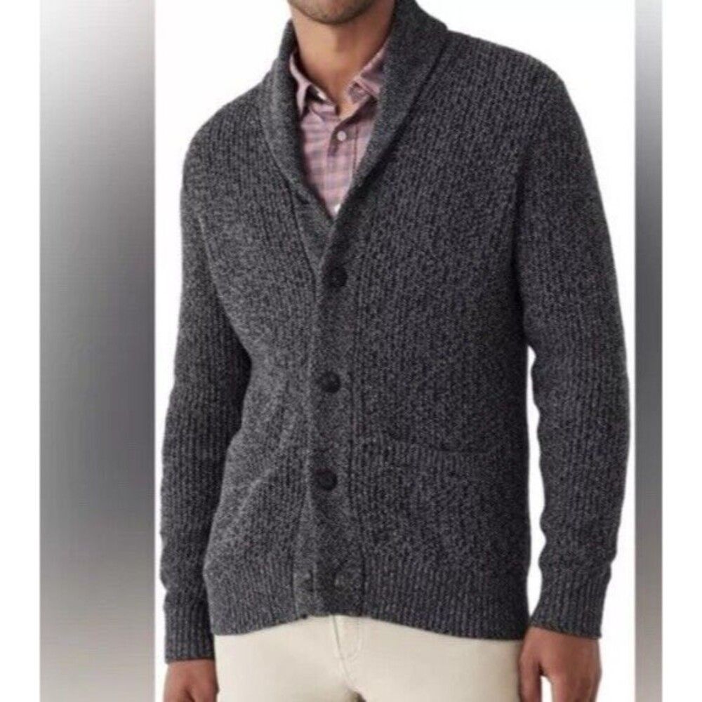 Faherty Marled Shawl Cardigan Sweater Mens Size XXL Gray Cotton Cashmere Grandpa